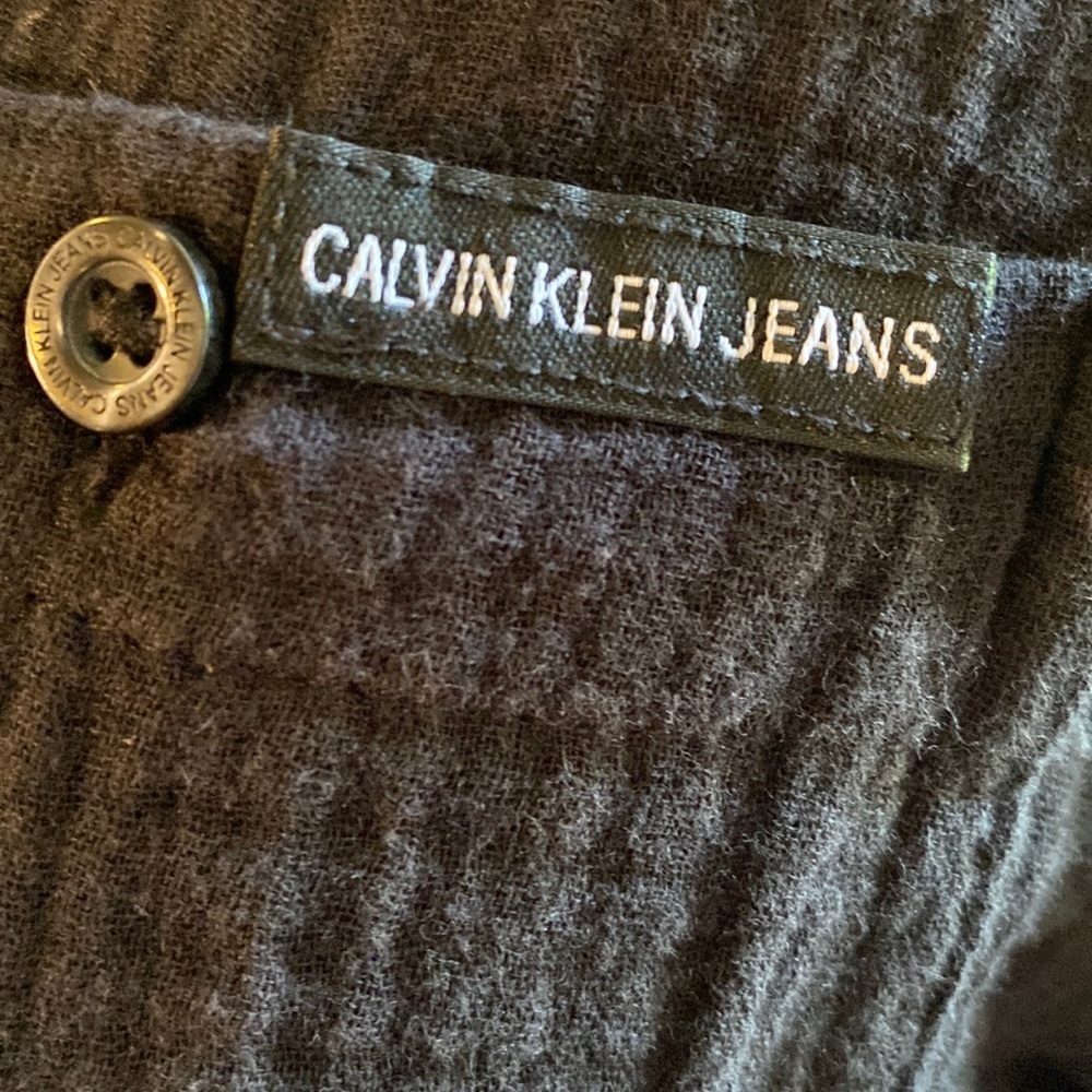 Calvin Klein Jeans black longsleeve button up collar shirt soft comfy top Small‌ - Picture 2 of 8